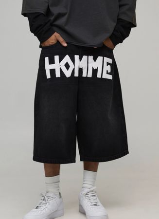 Black denim Jorts