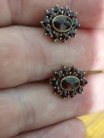Designer Jugendstil Granat-Ohrringe 800er Silber vergoldet