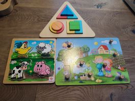 Holzspielsachen, Holzpuzzle 3 Stück