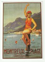 Werbeplakat Montreux Plage, Dame im Badeanzug