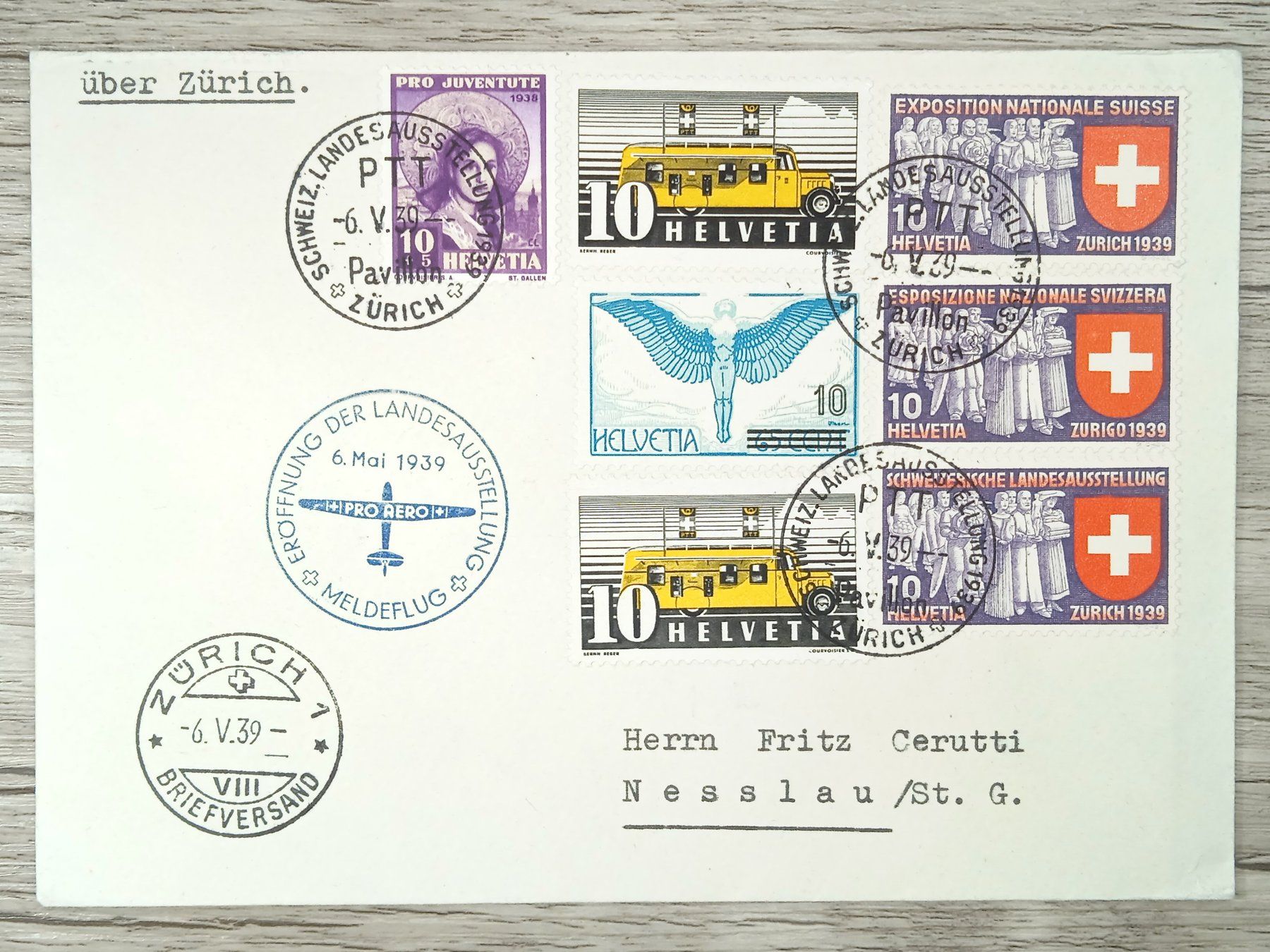 Tutti i francobolli: TR10 Enveloppe + Timbre Suisse 1939 – Usato da Cousset venduto da Patrick_Collections