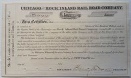 Aktie USA: CHICAGO and ROCK ISLAND RAIL ROAD COMP., ab 1850