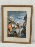 Einzigartige Vintage Aquarell Malerei Gerahmte Wandkunst!