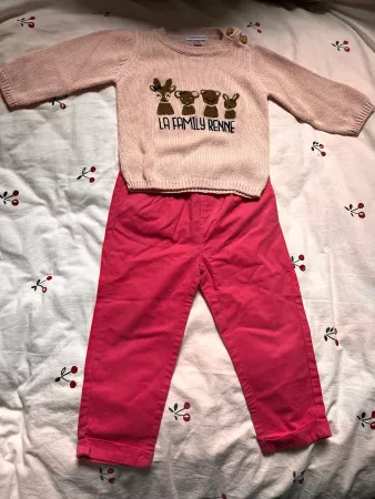 Christmas pink sweater and pink trousers 24 months (74cm)