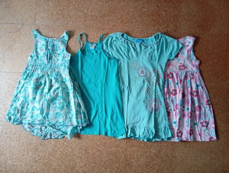 KLEIDER PAKET Sommer Kleid türkis_rosa Gr. 128