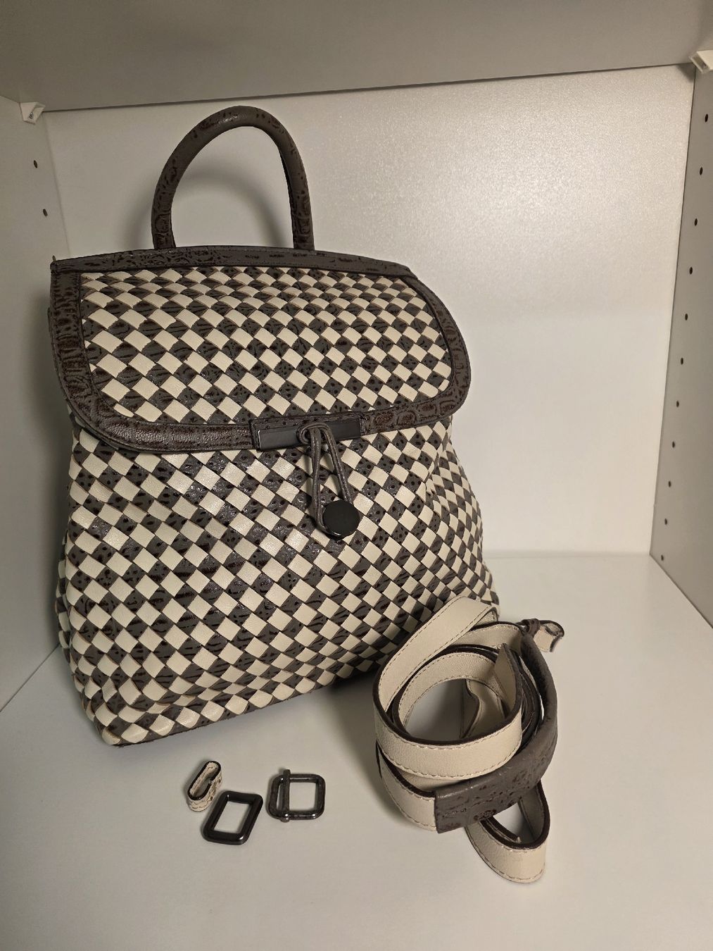 Rucksäcke: Woven Pattern Backpack Brown and White with Shoulder Strap – Gebraucht aus Dietikon von par_8zbj 1