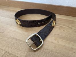 Damen Gürtel, braun Crocodile , vintage, Gr. 75 cm Top! Y2k