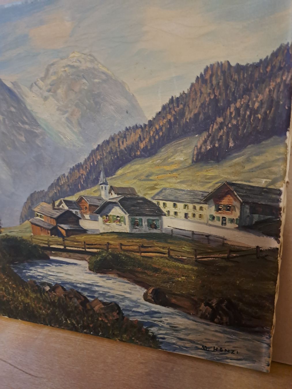 Gemälde: Ölgemälde Schweizer Berglandschaft signiert M.Henzi – Gebraucht aus Grossdietwil von hufi10 1
