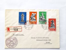 R - Brief mit kpl. Satz PP 1940, Autopost SSt 10.4.1940, gel