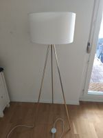 Floor Lamp Tripod White Shade Gold Legs Good Condition