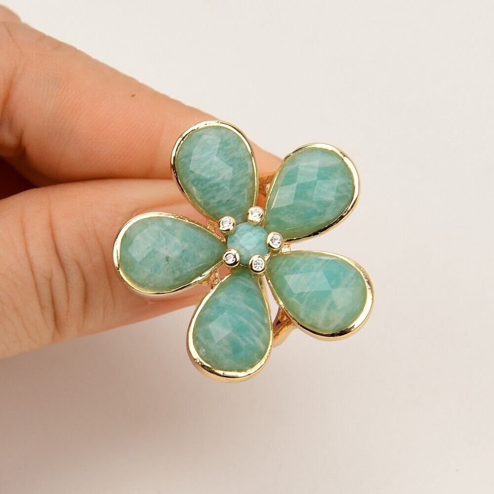 Ringe: SALE Amazonit Ring Grösse US Bague Fleur Gr. 60 ajustable – Neu (gemäss Beschreibung) aus Prilly von ilyria73 6