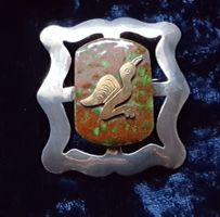 VINTAGE PERU 925 Silber 18k Gold Brosche Anhänger 50er Jahre