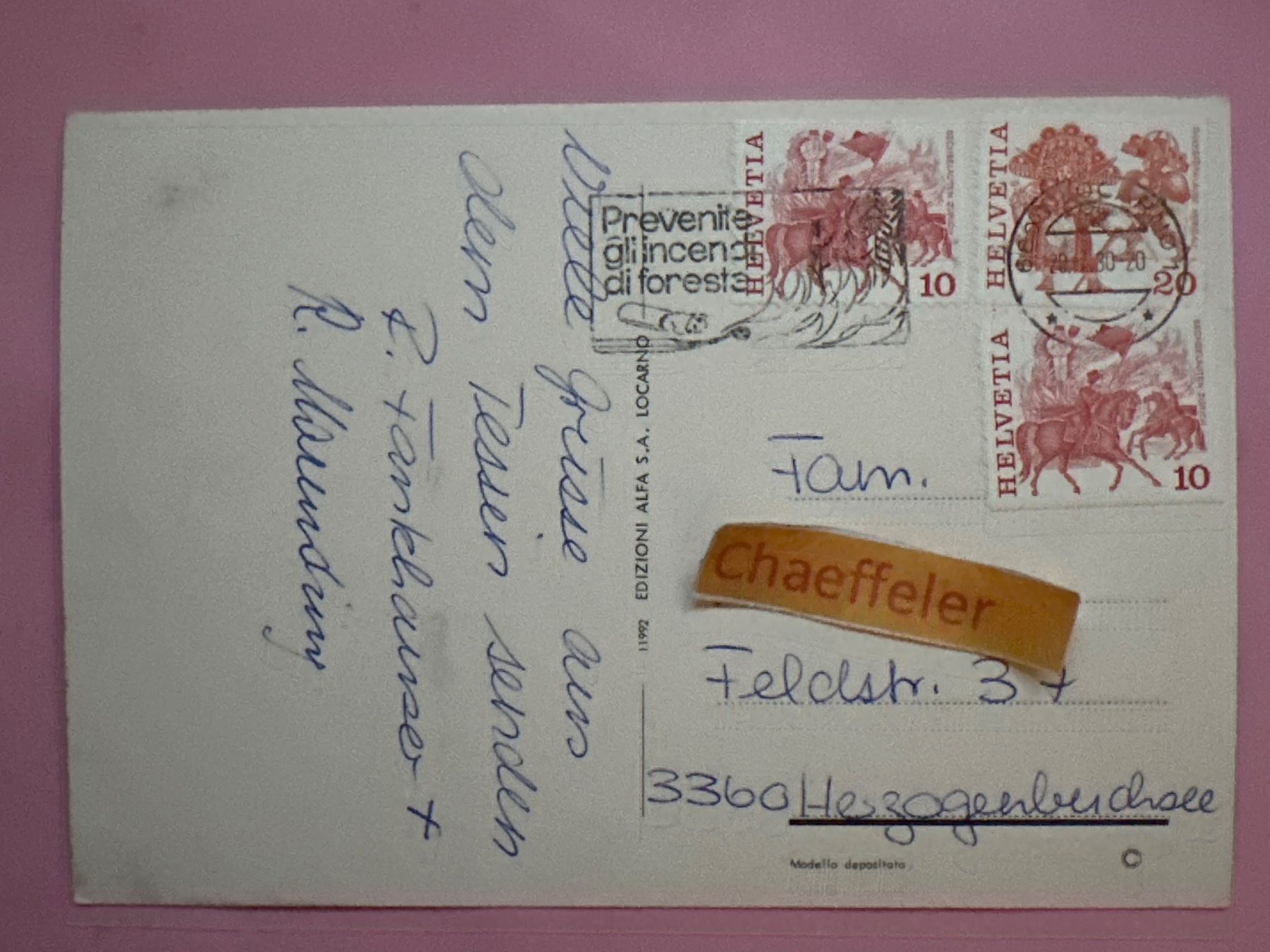 Ansichtskarten: 1980 Locarno – Gebraucht aus Zürich von Chaeffeler 1