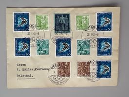 1948 Winter-Olypi. St.Moritz Brief mit W28w/202/206/208/243