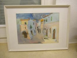 Aquarell EDITH OPPENHEIM-JONAS Spanische Altstadt - 1966