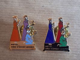 2 rare  Sammler Pins Hotel Drei Könige Luzern m. Verschluss