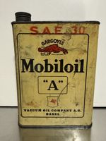 Antike Öldose GARGOYLE - Mobiloil „A“ Oil Company Basel 🇨🇭
