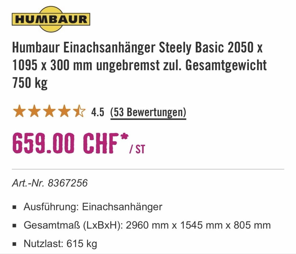 Humbaur Anhänger: Autoanhänger HUMBAUR NEU  – Neu (gemäss Beschreibung) aus Horgen von Sashki99 9