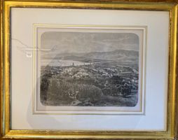 Vue générale de Zurich, Schweiz. Originalstich von G. Rauter