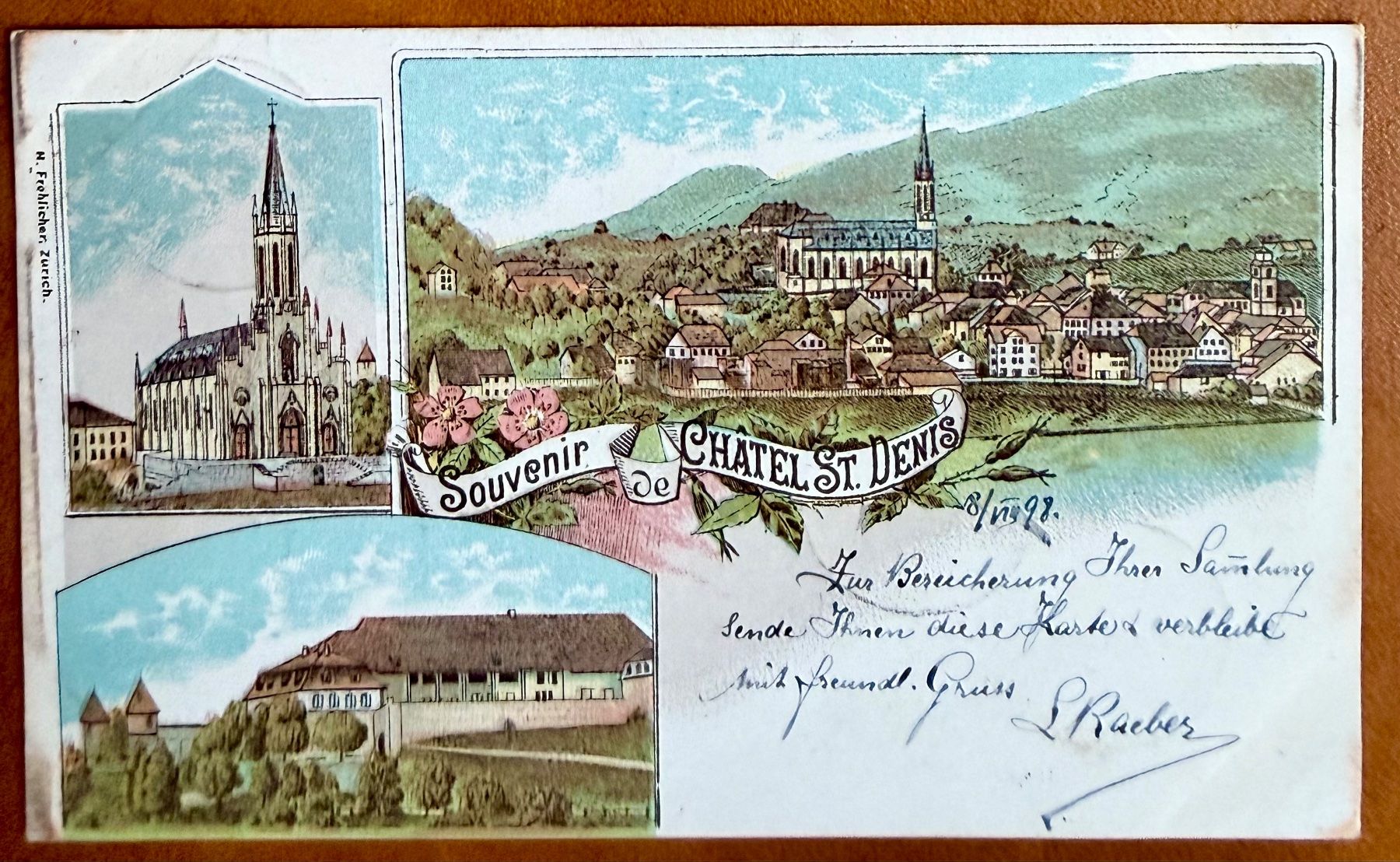 Cartes postales: Châtel St. Denis - Litho Souvenir de Châtel 1898 – D'occasion à Lutry par Ediego