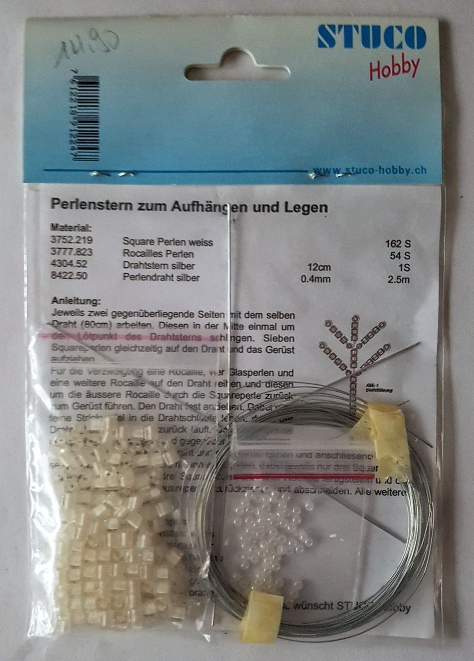 Kit bricolage: Bastelpackung Perlensterne hellblau oder weiss – Nuovo e nell'imballaggio originale da Dürrenäsch venduto da Bastelnde 4