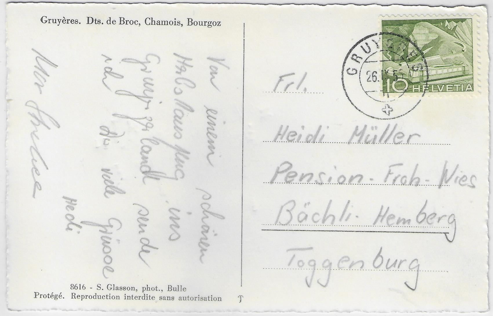 Cartoline postali: Gruyeres - Dts. de Broc, Chamois, – Antico da Ettingen venduto da Kartenplanet 1