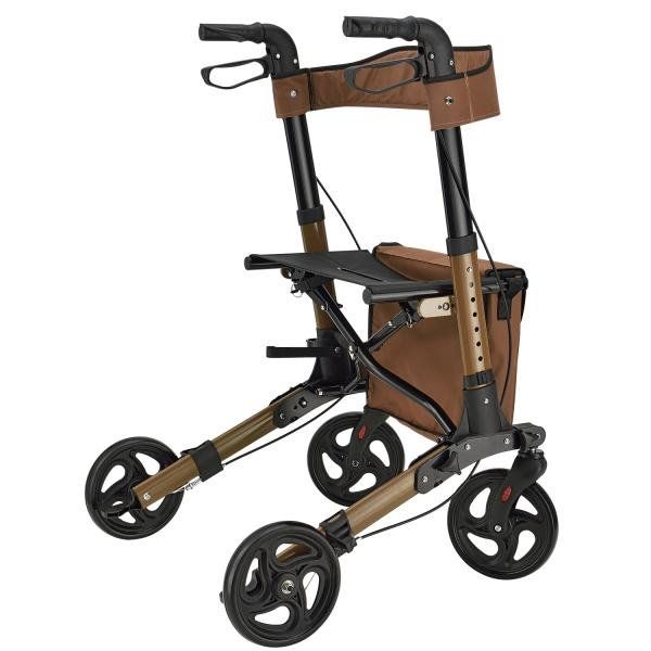 Ausili per la deambulazione: Aluminium Rollator klappbar Sitzfläche Einkaufstasche Braun – Nuovo e nell'imballaggio originale da Kreuzlingen venduto da DealBlitz 7