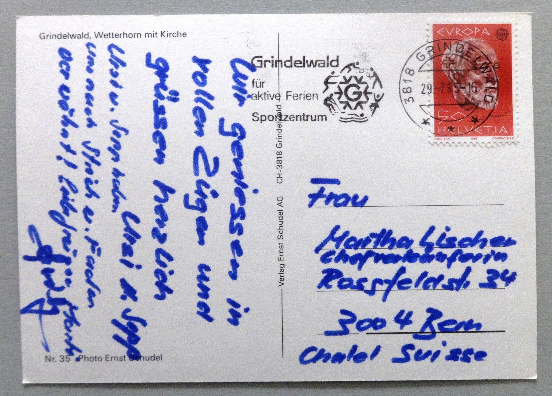 Cartoline postali: Grindelwald, Wetterhorn mit Kirche – Usato da Fétigny venduto da Billy2miny 1