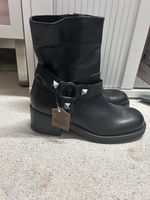 Stiefel Damen Schwarz Leder Grösse 38 Neu