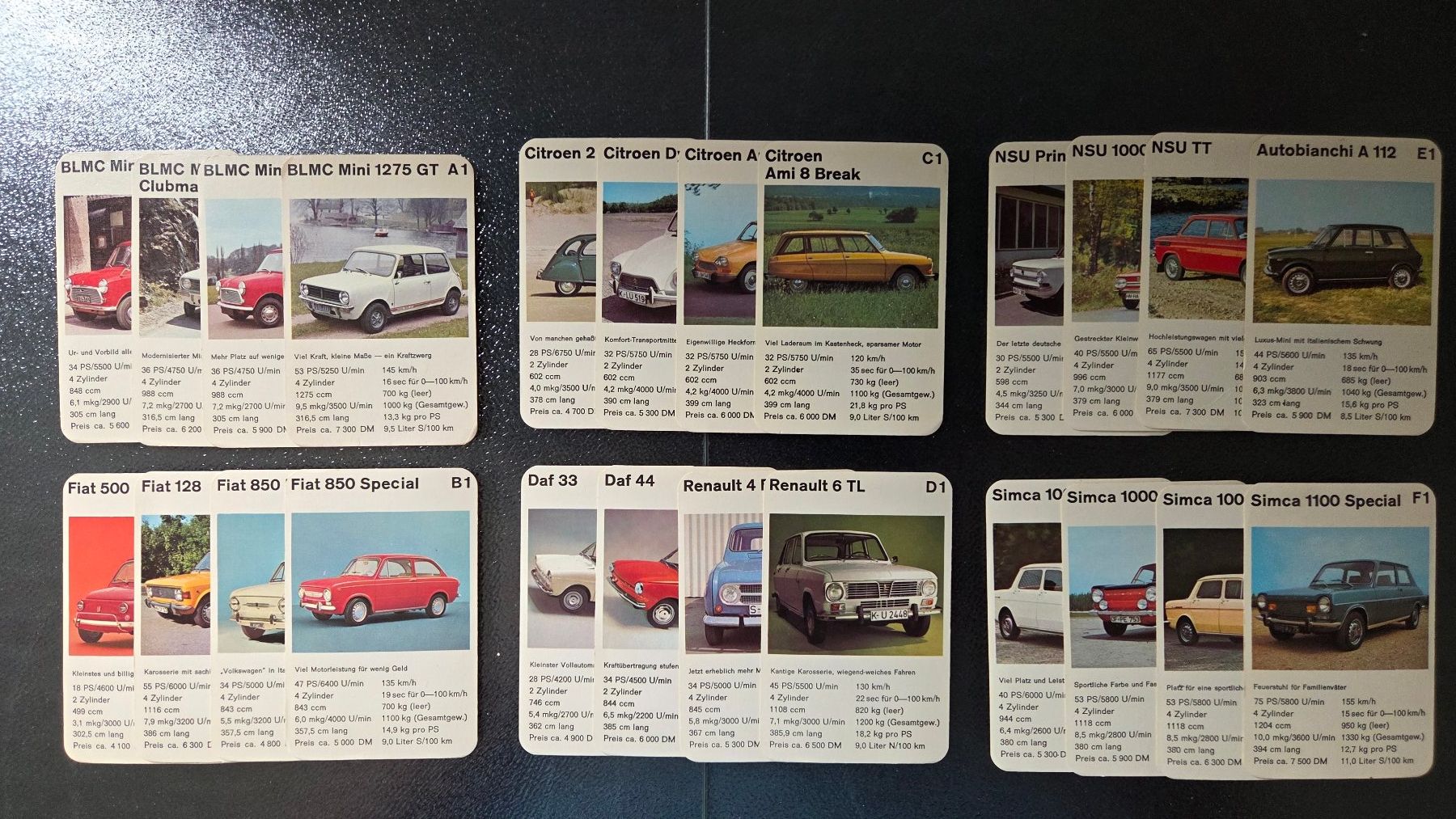 Jeux: Altes Quartett aus den 70ern Mini Autos – D'occasion à Muri b. Bern par Nydegg3 1