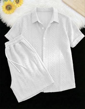 Herren Set Kurzarmhemd weiss Grösse M