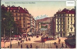 Geneve - La Rue du Mont-Blanc - Tram - Litho