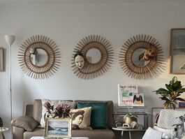 Wandspiegel Rattan Set 3 Stück Ø 60-75 cm gut erhalten