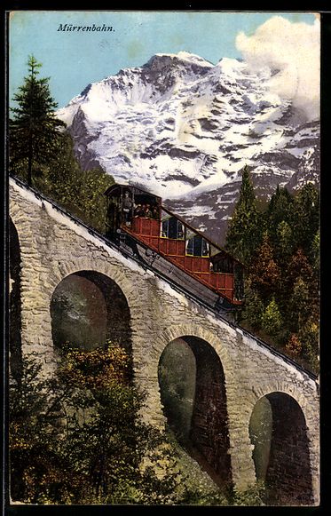 Cartoline postali: AK Viadukt mit Mürrenbahn, 1914 – Usato da Berlin venduto da bartko-reher