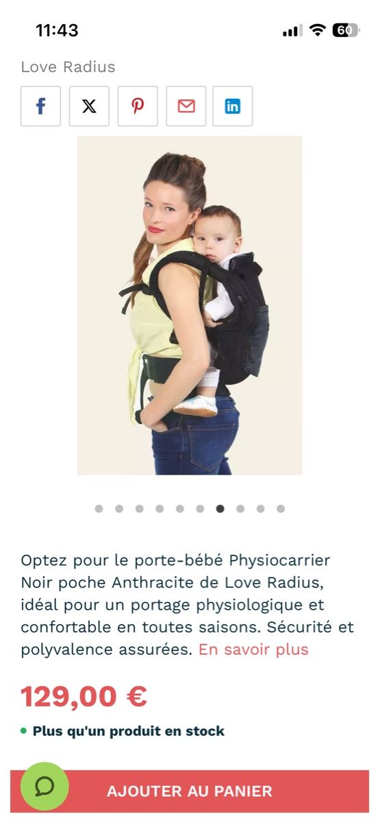 Marsupi portabebè: MM_Porte-bébé PhysioCarrier Love Radius - Noir Anthracite – Nuovo (secondo la descrizione) da Cossonay-Ville venduto da Venusa09 5