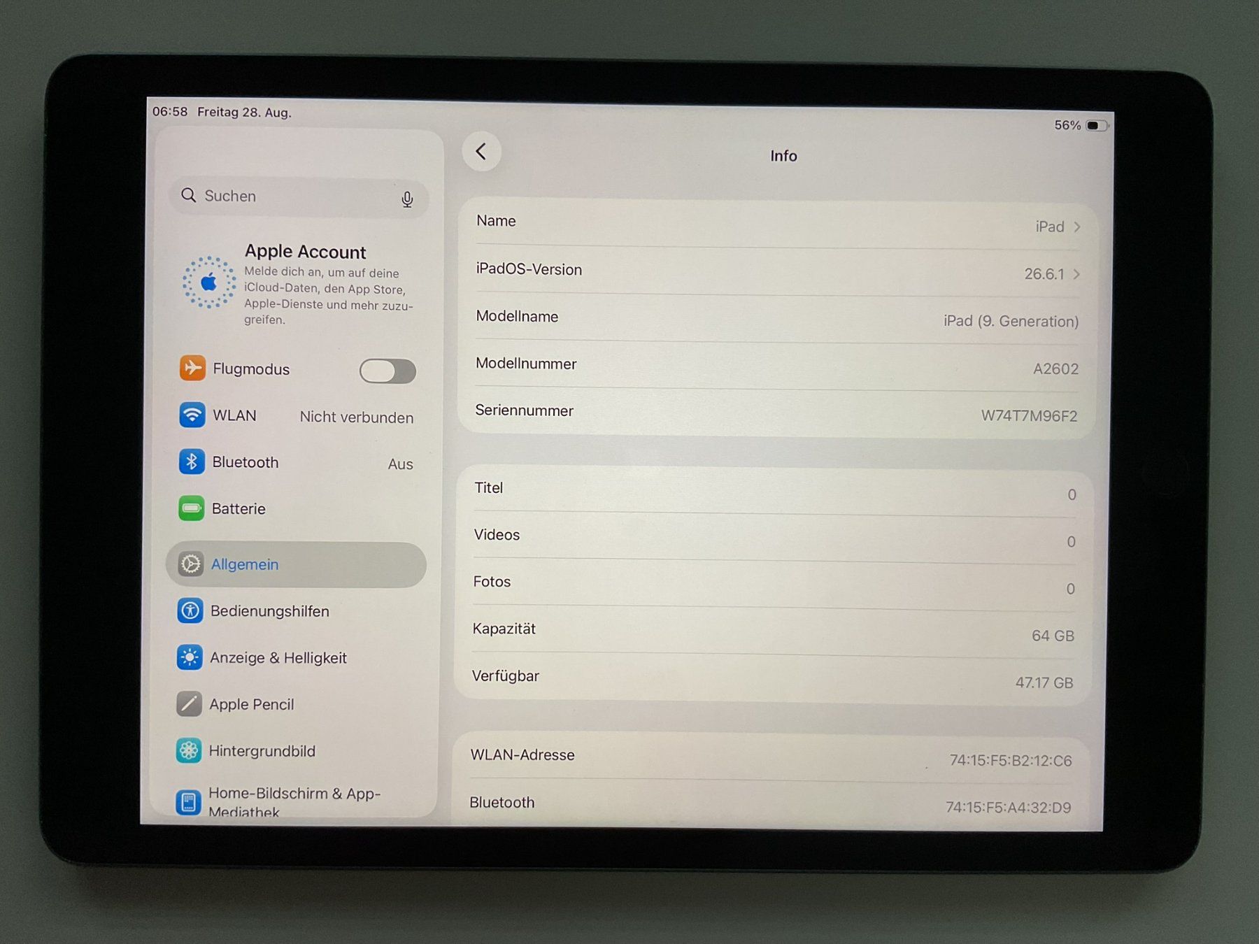 Apple Tablettes PC: iPad 9. Generation WiFi / 64GB / Model A2602 – D'occasion à Meisterschwanden par Discus0 1