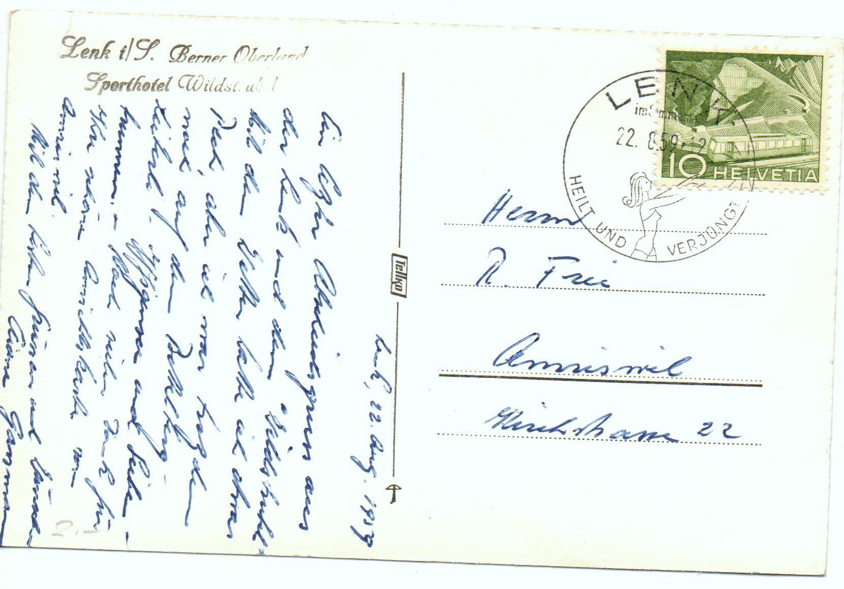 Cartoline postali: LENK Sporthotel Wildstrubel – Usato da Jona venduto da philajona 1