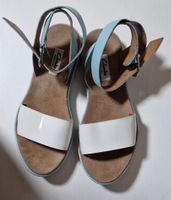 Clarks Ledersandalen Gr. 37,5 / Plateau, pastelblau/weiss