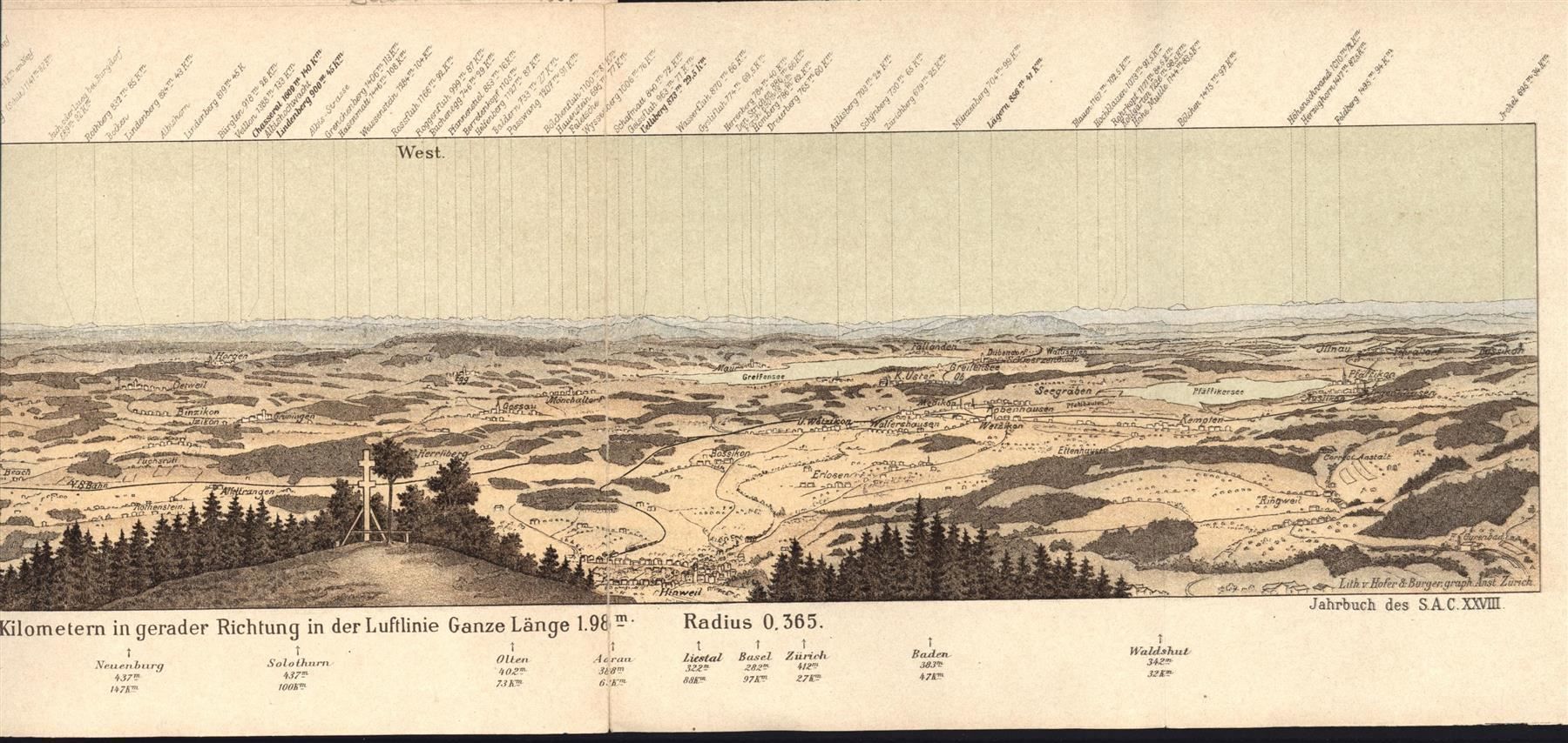 Gravures: Bachtel Panorama von Imfeld – D'occasion à Rafz par Helvet32 2