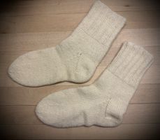 Gestrickte Woll Socken, naturfarbe handgemacht Grösse 38-40