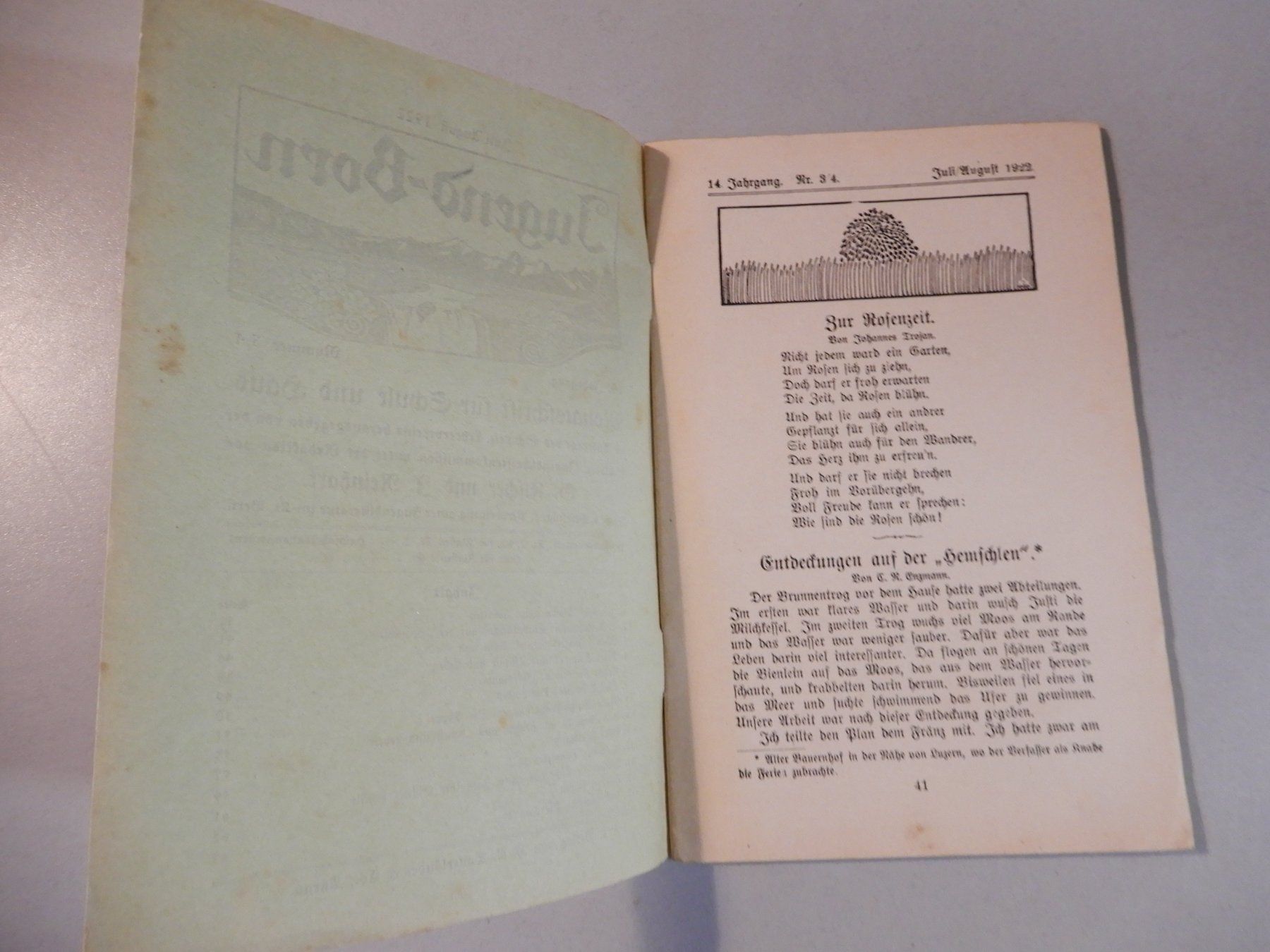 Riviste & Magazine: Antike Jugendschrift "Jugend-Born" Juli/August 1922 – Usato da Erstfeld venduto da Mario_boe0 1