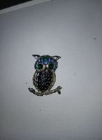 Vintage Eule Brosche mit Strass Augen, sehr süss!🦉💎