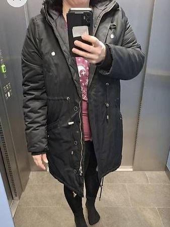 Schwarzer Wintermantel Umstandsparka Umstandsjacke Grösse L