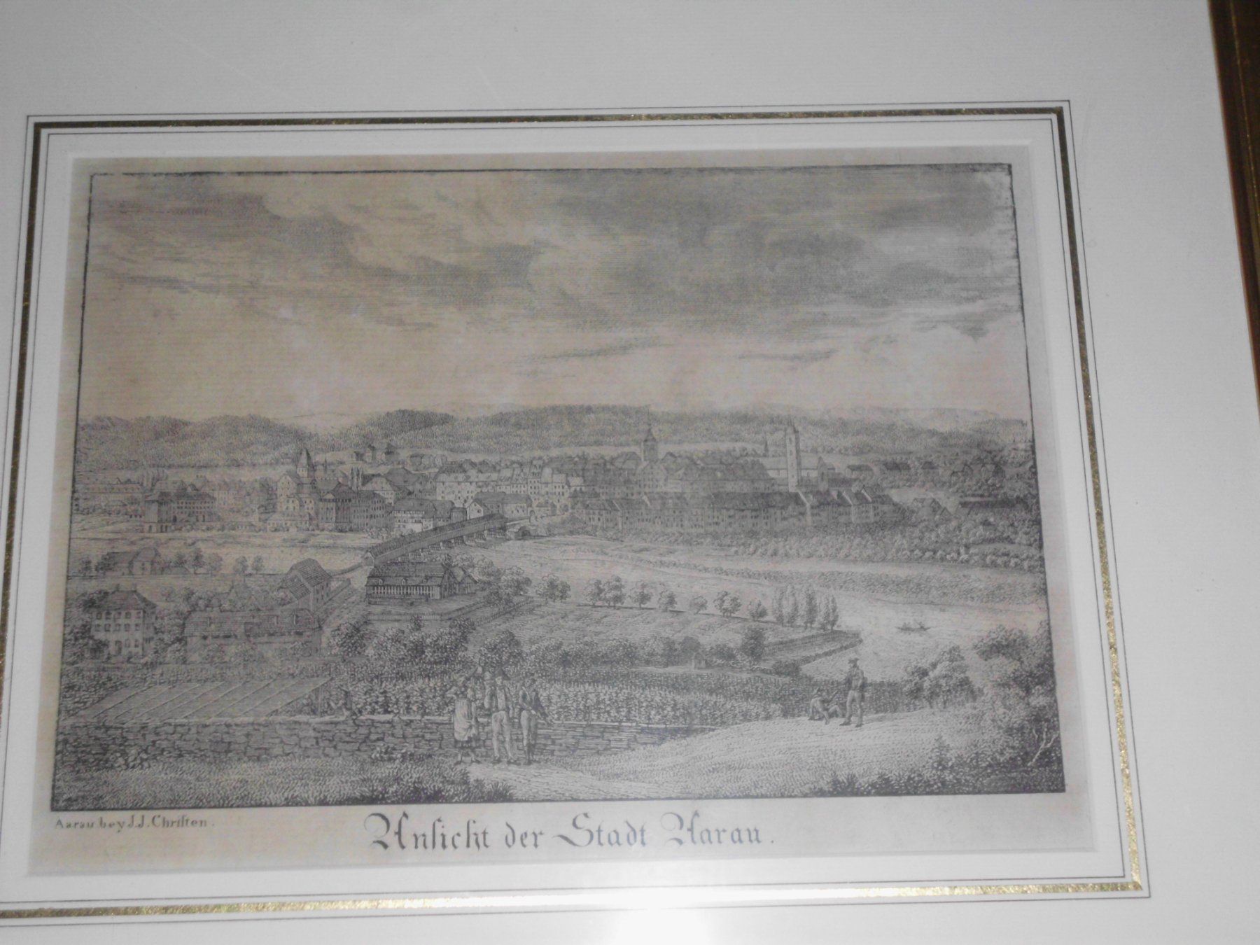 Stiche: Stich Antik  - Ansicht der Stadt Aarau – Gebraucht aus Aarau von Louise2