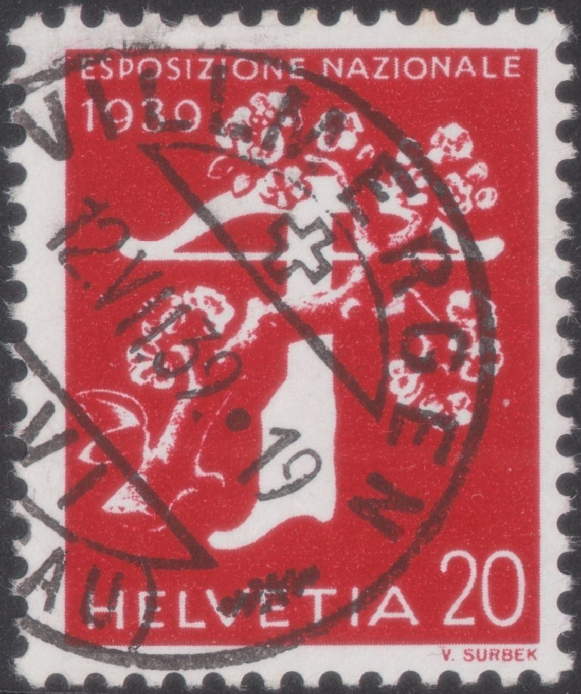 Alle Briefmarken: VILLMERGEN   -   12.VII.39   -   Katalogwert: 30 Fr. – Gebraucht aus Kleindöttingen von Laufzeit