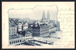 AK Zürich, Rathaus und Grossmünster
