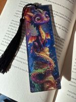 1x Lesezeichen-Buchzeichen-kleiner Bücherdrache-Fabelwesen