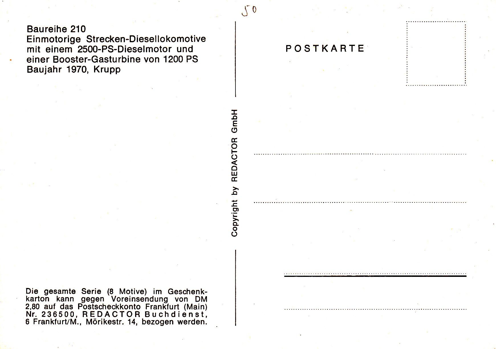 Cartoline postali: Deutschland DB Deutsche Bundesbahn V 210 – Usato da Luzern venduto da Pinot88 1