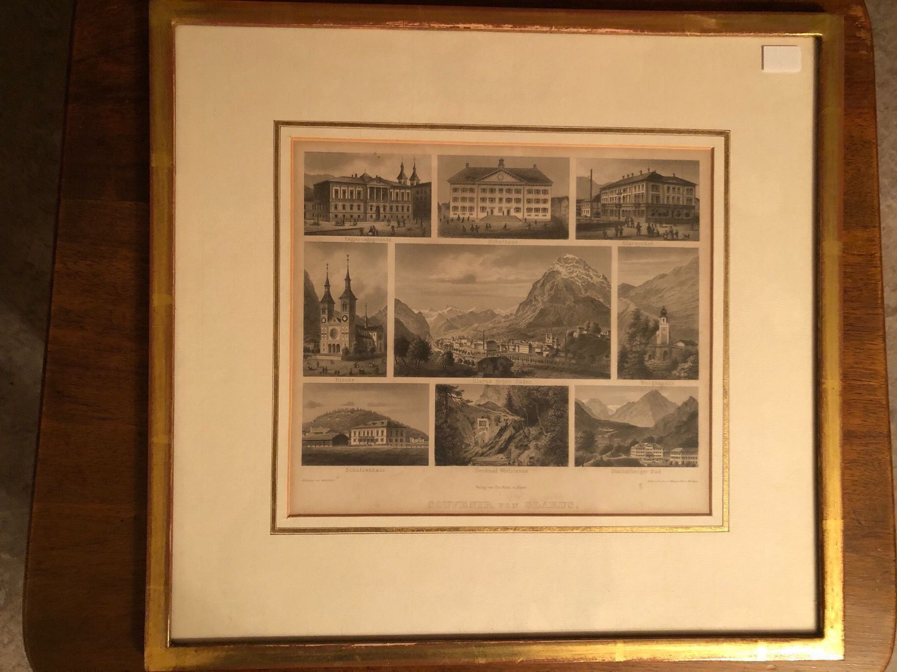 Poster & Bilder: Souvenir von Glarus. Antike Aquatinta. – Gebraucht aus Wald ZH von mlnt 2