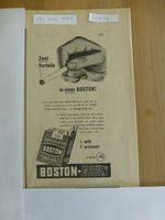 Boston- Grün Zigaretten Zeitungsinserat 1955